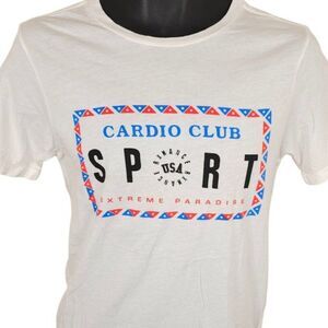 Cardio Club Sport T Shirt Womens Size Small White Rxmance Made In USA